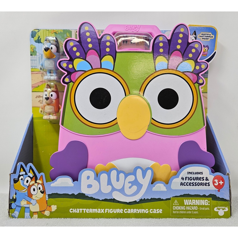 Bluey Chattermax Carrying Case w/ 4 Figures + Accessories, by Moose, NEW